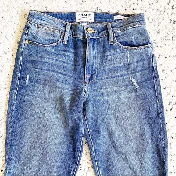 Frame Le High Straight Jeans, Beaudry Distressed Step Hem, 24 - Picture 5 of 15